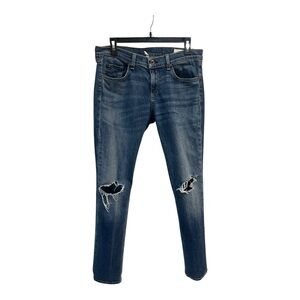 rag & bone Dre Low Rise Slim Boyfriend Jeans Sz 29 Distressed Blue